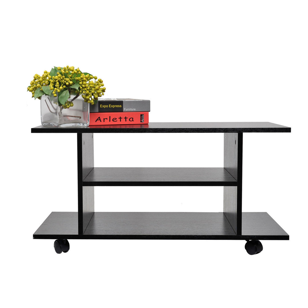 HOMCOM TV Stand W/ Shelves -Black