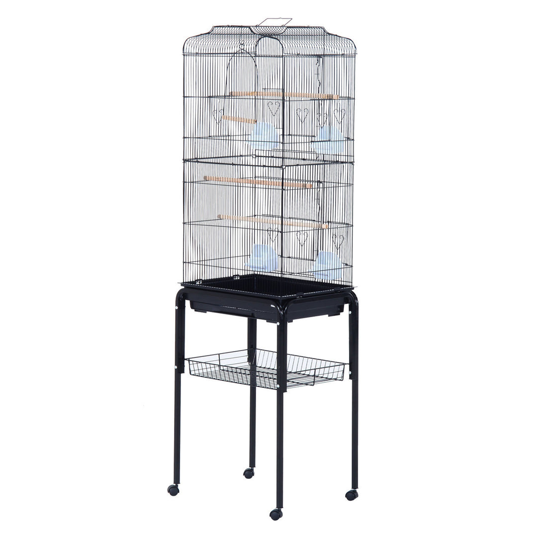 PawHut Large Pet Bird Cage Parrot Cockatiel House, 47.5Lx37Wx153Hcm-Black