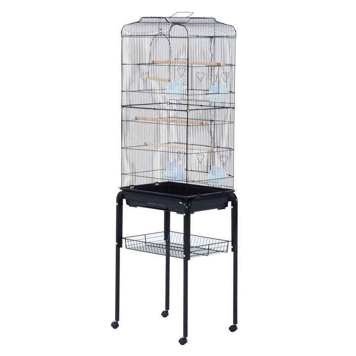 PawHut Large Pet Bird Cage Parrot Cockatiel House, 47.5Lx37Wx153Hcm-Black
