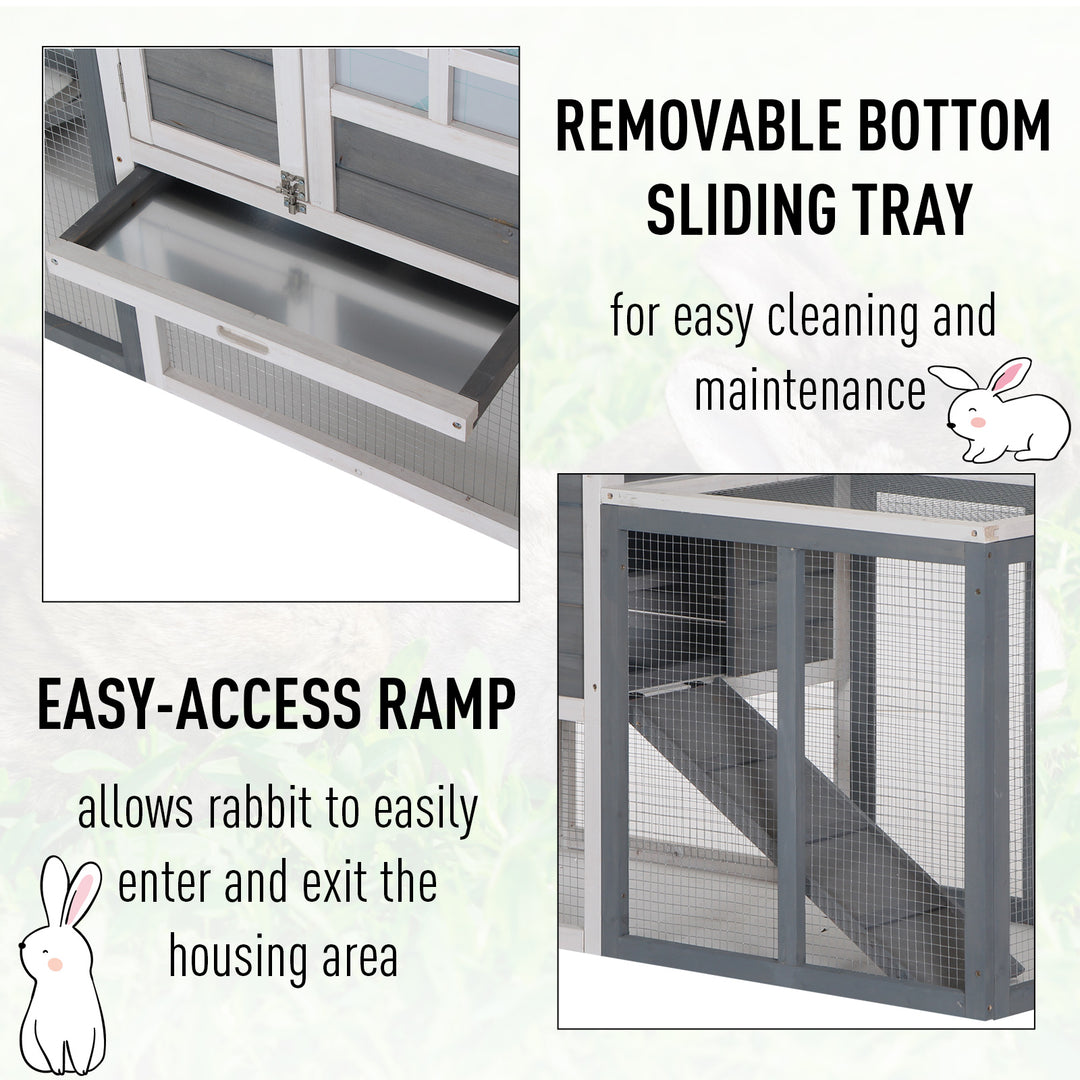 PawHut 2 Tier Wooden Guinea Pigs Hutches Guinea Pig Cage Rabbit Cage Pull Out Tray W/ Ramp 122 x 62.6 x 92 cm