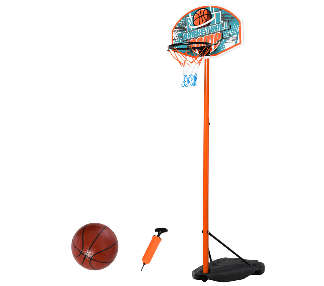 Kids Freestanding Metal Basketball Stand and Hoop w/ Ball Orange