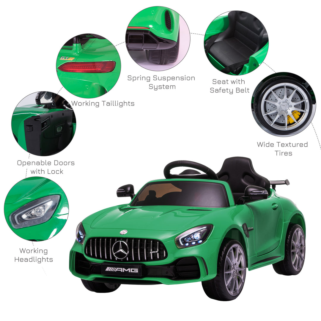 Compatible 12V Battery-powered 2 Motors Kids Electric Ride On Car GTR Toy with Parental Remote Control Music Lights MP3 for 3-5 Years Old Green