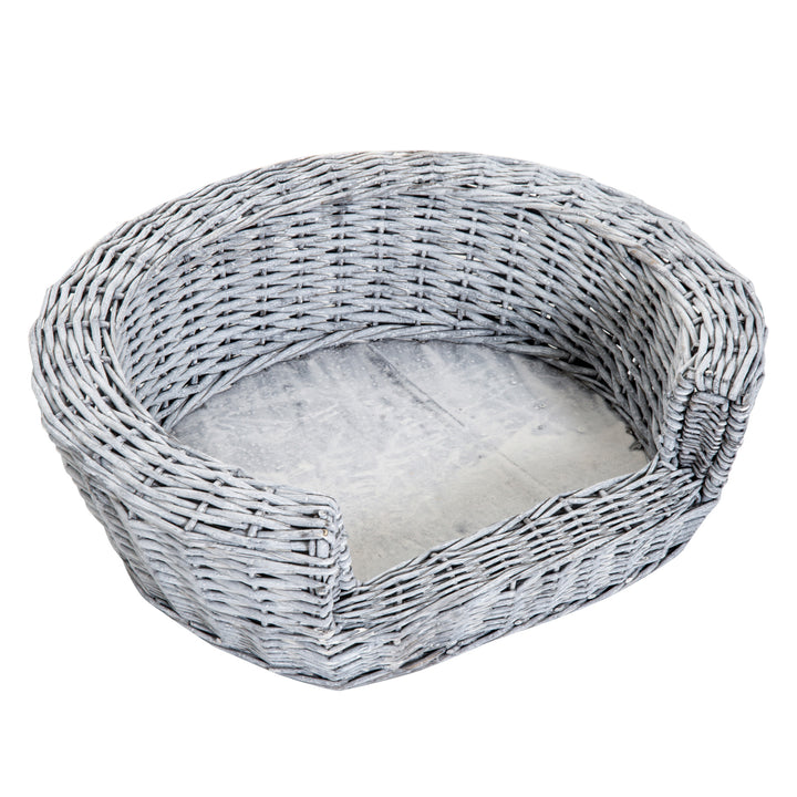 Pet Basket Sofa Bed, 57Lx46Wx17.5H cm, Willow Rattan-Grey