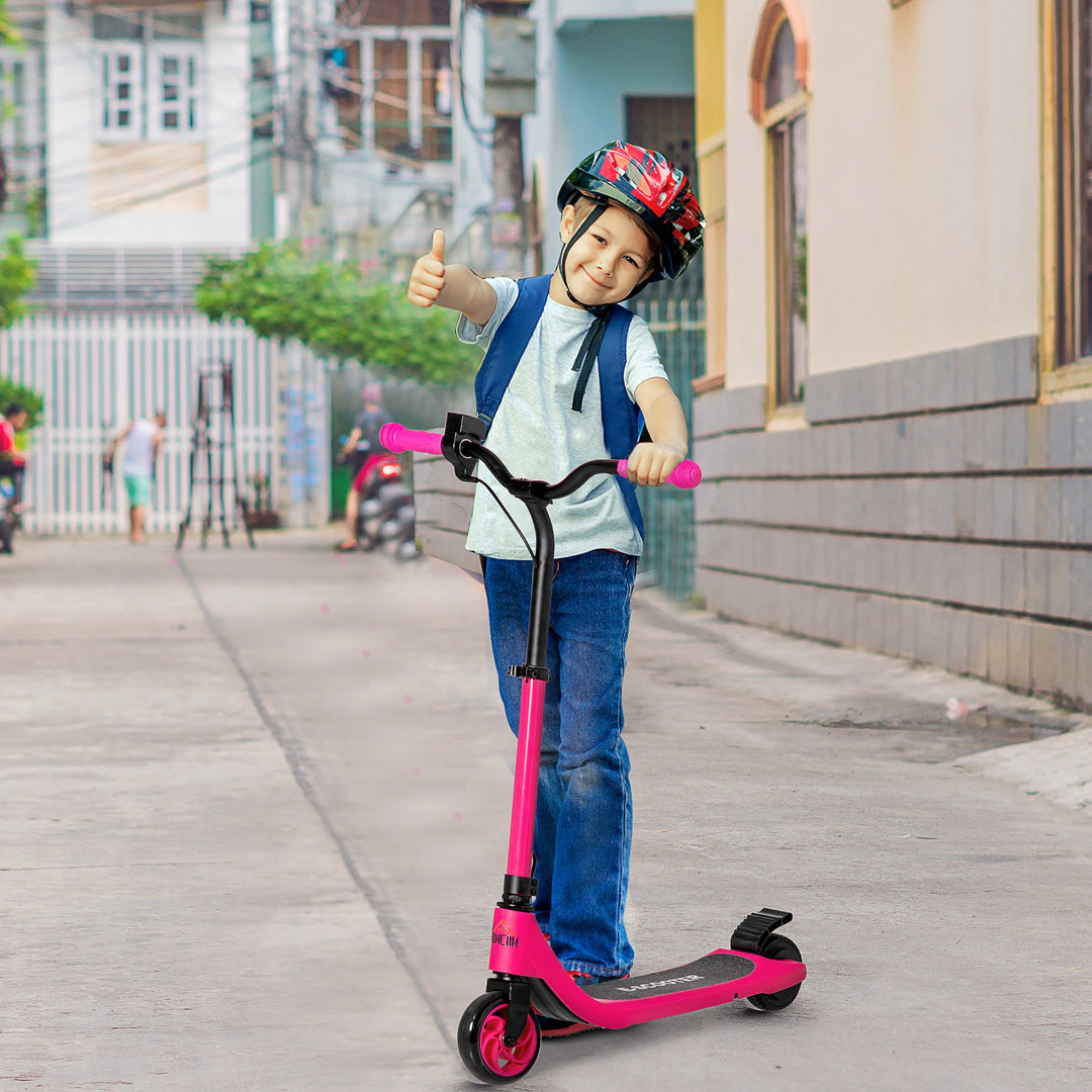 Electric Scooter, 120W Motor E-Scooter w/ Battery Level Display, 2 Adjustable Heights, and Rear Brake, Suitable for 6+ Years Old, Pink