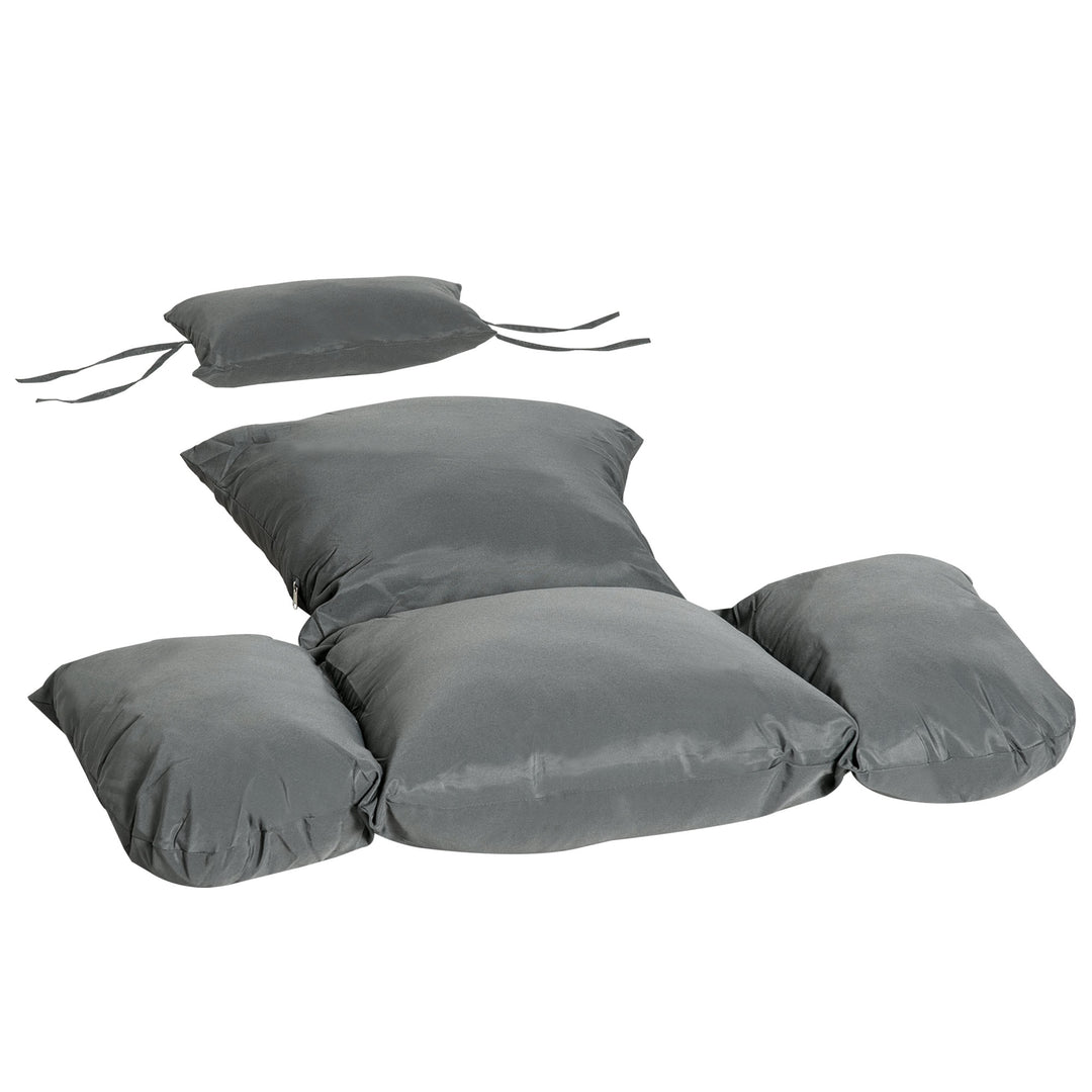 Garden Lounge Chair Cushion Set, Patio Egg Chair Seat, Armrest, Back Pad Cushion, Easy Clean &amp; Replacement for Indoor &amp; Outdoor Use Dark Grey