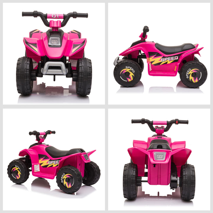 HOMCOM 6V Kids Electric Ride on Car ATV Toy Quad Bike Four Big Wheels w/ Forward Reverse Functions Toddlers for 18-36 Months Old Pink