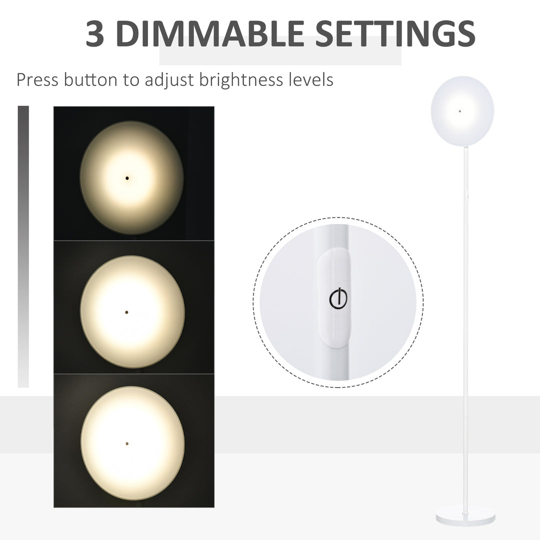 LED Floor Lamp 18W Uplighter Reading Standing Light with Adjustable Head 3 Brightness Levels Touch Control Industrial Style, White