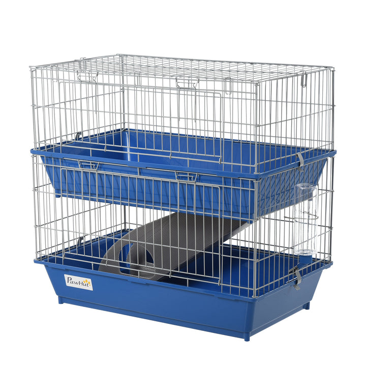 PawHut Metal 2-Tier Small Animal Cage Blue