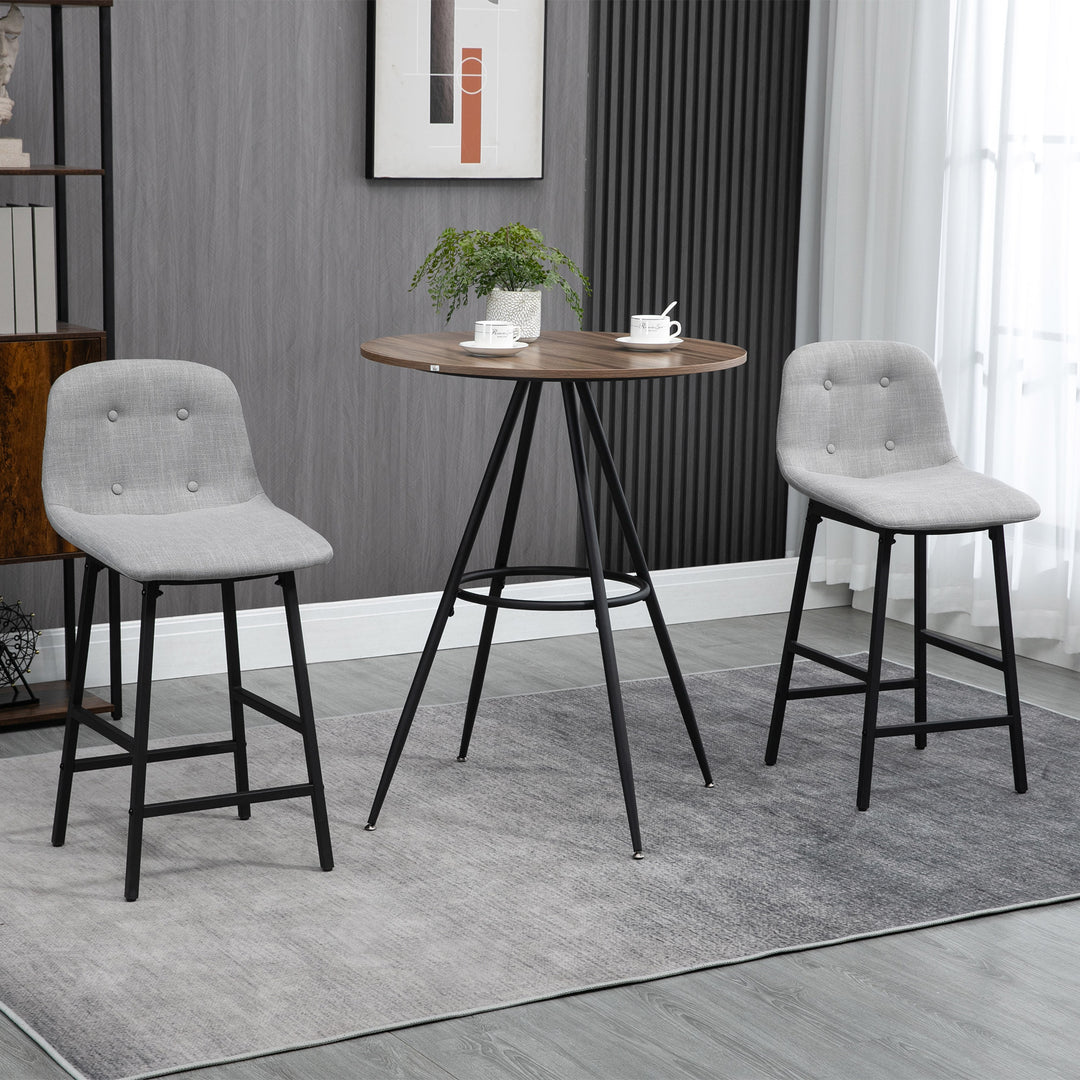 Round Counter Bistro Bar Table with Fixed Tabletop and Steel Legs, Circular Cocktail Table for Dining Room, Home Bar