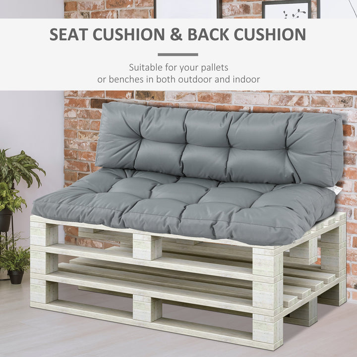 2Pcs Garden Tufted Pallet Cushion Seat Pad Back Cushion Patio for Indoor Outdoor Use, Dark Grey