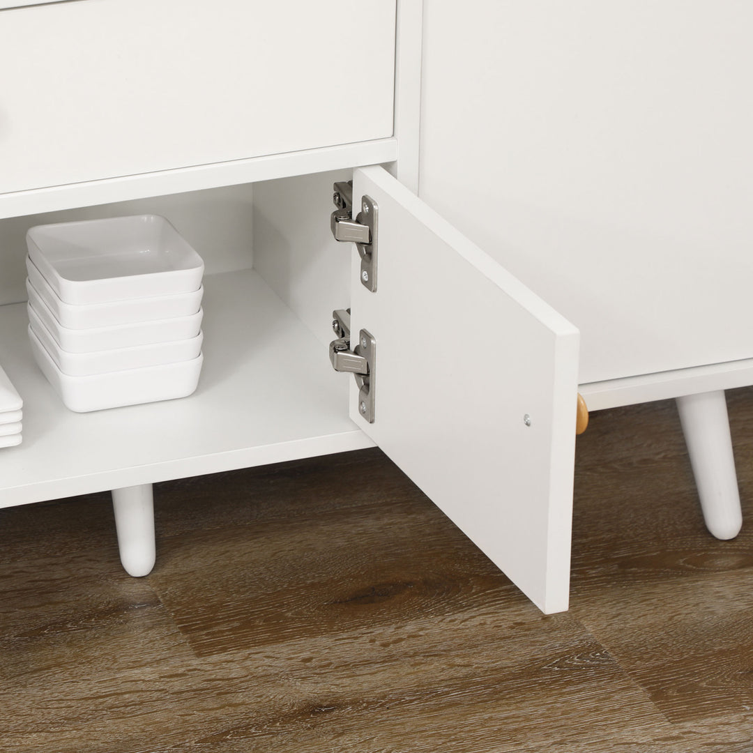 Kitchen Cupboard, Microwave Cabinet, Storage Cabinet with Doors, White