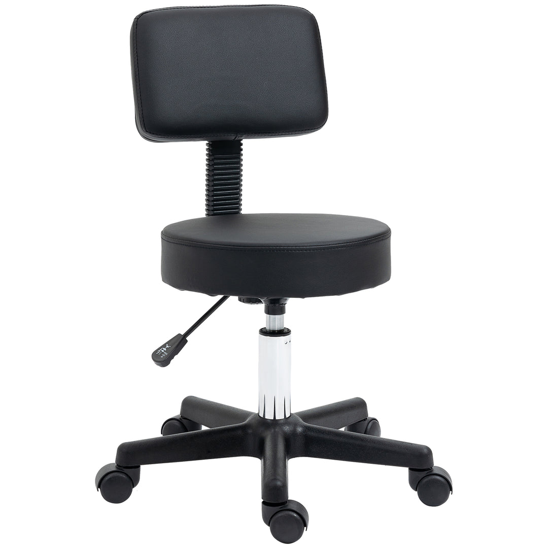 Swivel Salon Chair w/ Padded Seat Back 5 Wheels Adjustable Height Salon Hairdressers Tattoo Spa Rolling Black