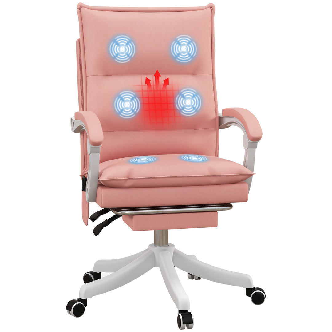 Vinsetto Vibration Massage Office Chair with Heat, Faux Leather Computer Chair, Pink