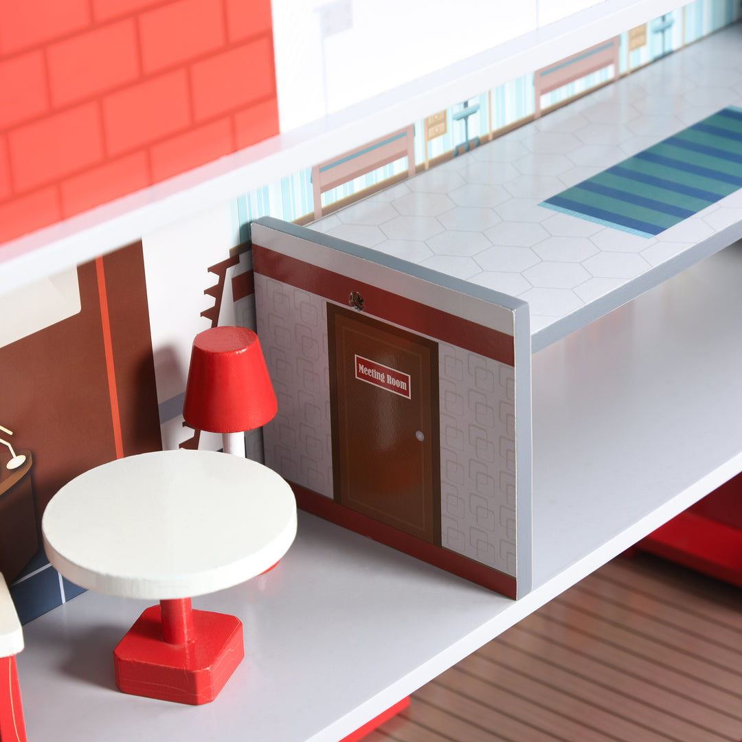 Kids Kitchen Set 2 in 1 Multifuction Kitchen Set Doll House Large Play Kitchen with Realistic Function Pretend Cooking Set Red