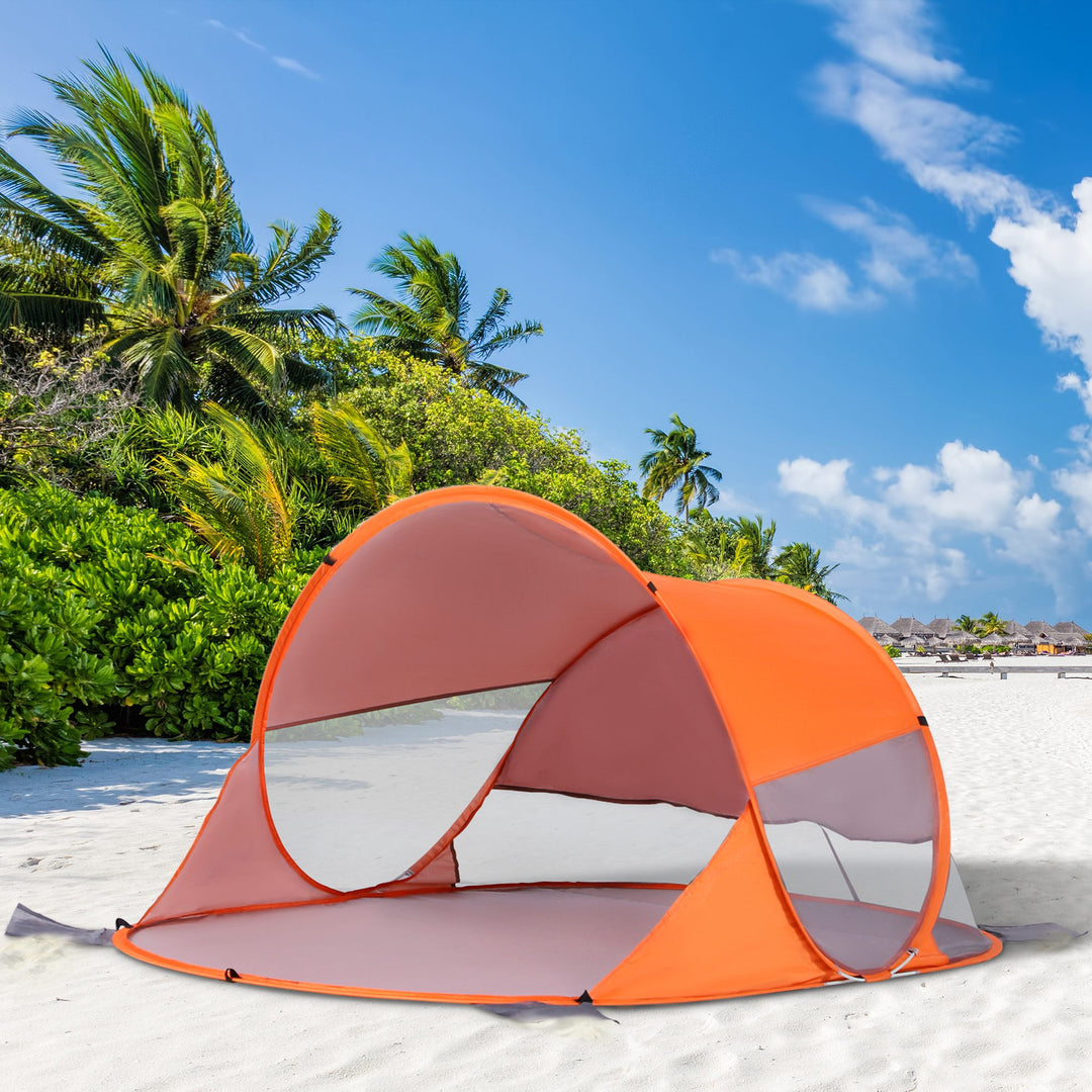 Pop up Beach Tent with Sun Shelter Portable Automatic - Orange