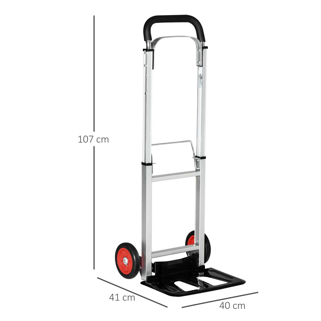 DURHAND Folding Sack Truck with Telescoping Handles, Trolley on Wheels, Aluminium Alloy Hand Truck for Moving and Travel, 90kg Capacity