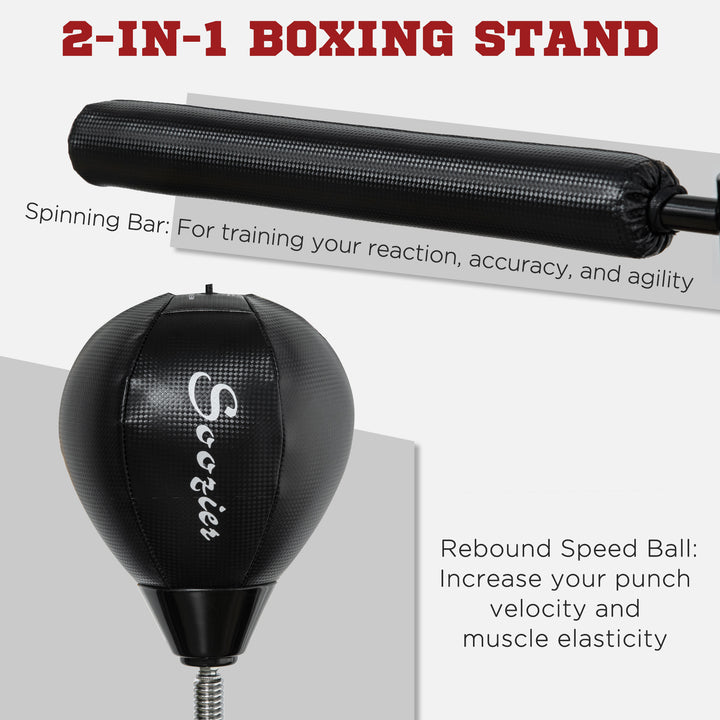 Free Standing Speed Bag, Height Adjustable Boxing Punching Bag with Stand, Reflex Bar, Punching Pad and Suction Cup Base for Adults & Teenagers