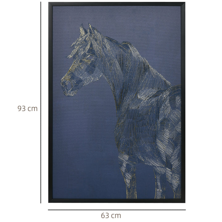 Canvas Wall Art Gold Textured Horse, Wall Picture, 93 x 63 cm
