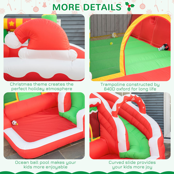 Kids Bounce Castle House Inflatable Trampoline Slide Water Pool Climbing Wall 4 in 1 with Inflator Carrybag for Kids Age 3-8