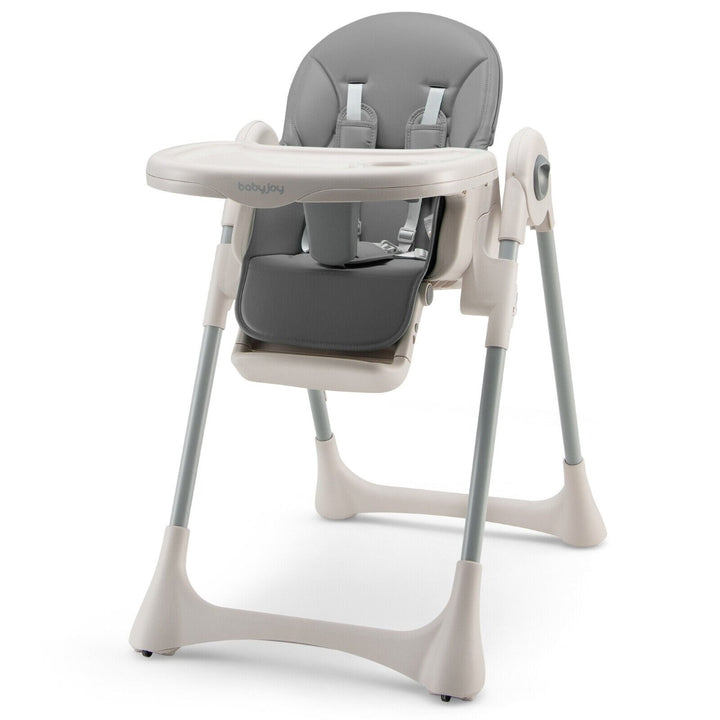 Foldable Convertible Baby High Chair with Adjustable Height and Removable Tray-Grey