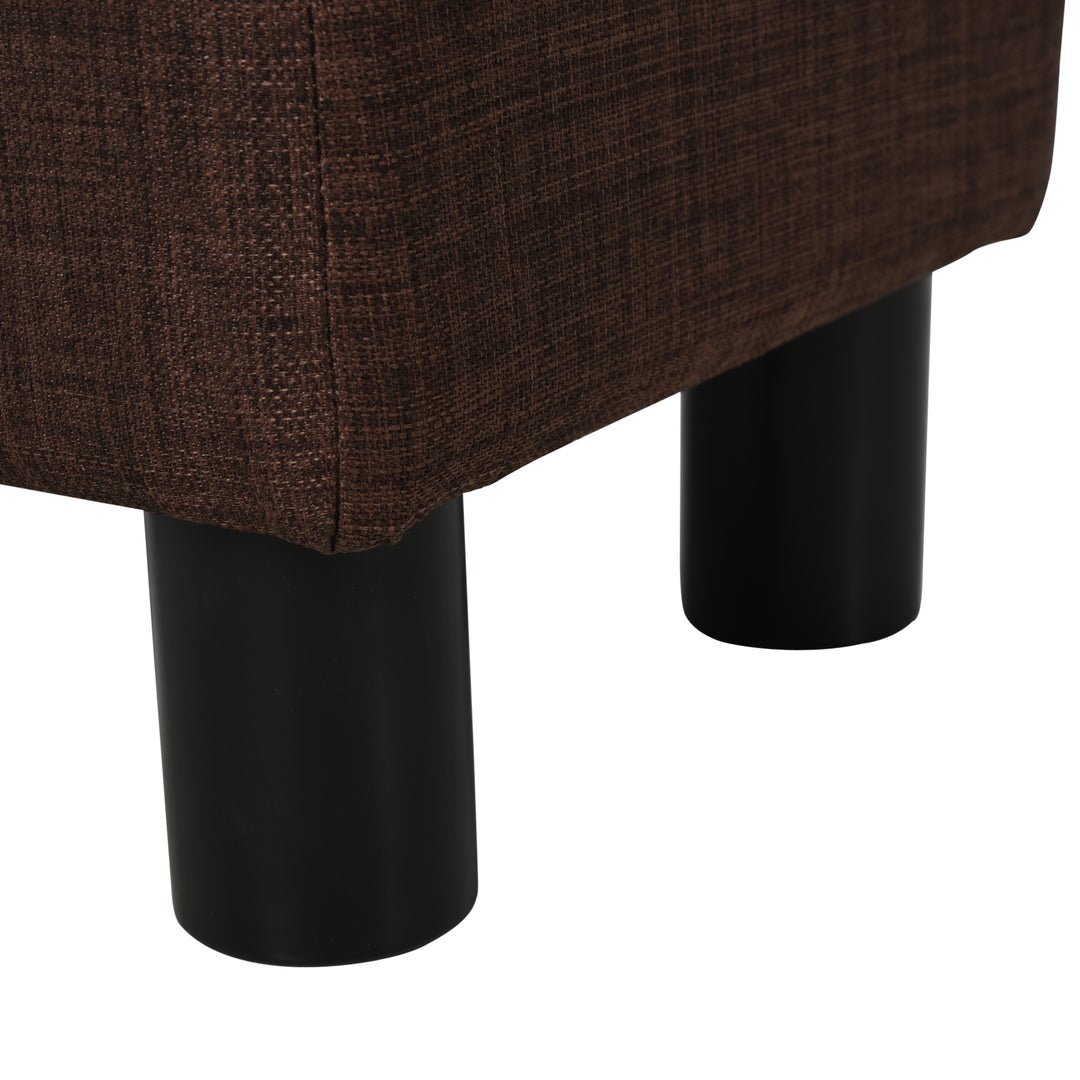 Linen Fabric Footstool Footrest Small Seat Foot Rest Chair Ottoman Light Home Office with Legs 40 x 30 x 24cm Brown