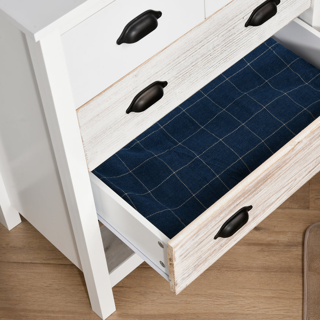 HOMCOM Side Cabinet Home Organizer with 5 Storage Drawer Unit, Round Handle for Bedroom, Living Room, Multi-Coloured