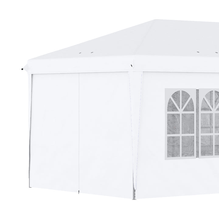 3 x 6 m Pop Up Gazebo with Sides and Windows, Height Adjustable Party Tent with Storage Bag for Garden, Camping, Event, Brown