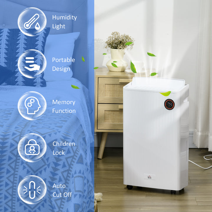 5500mL Portable Dehumidifier with Air Purifier, UVC, Ioniser, 24H Timer, 5 Modes, 16L/Day, for Home Laundry, White