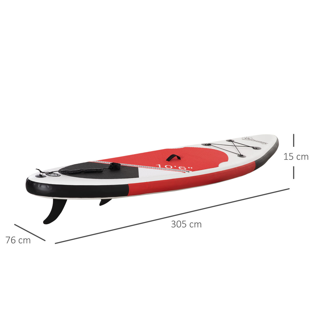 Inflatable Paddle Stand Up Board, Non-Slip Deck Board w/ Aluminium Paddle, ISUP Accessories, Carry Bag, 305L x 76W x 15Hcm - White