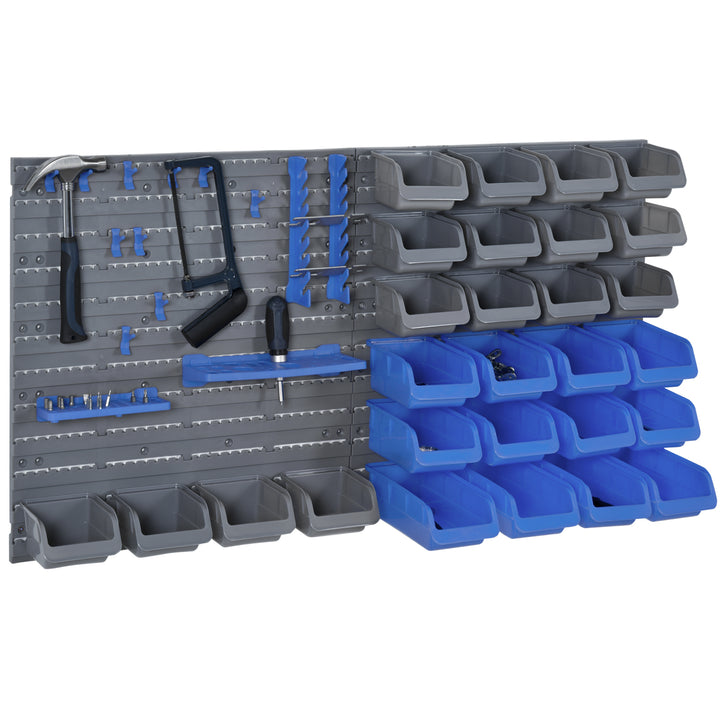 Wall Mounted Tool Rack Organiser w/ Shelf Hook-Blue