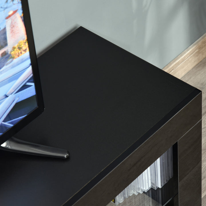 High Gloss TV Stand Cabinet with LED RGB Lights and Remote Control for 43"/50"/55" TV, Media TV Console Table with Storage Drawer and Shelf