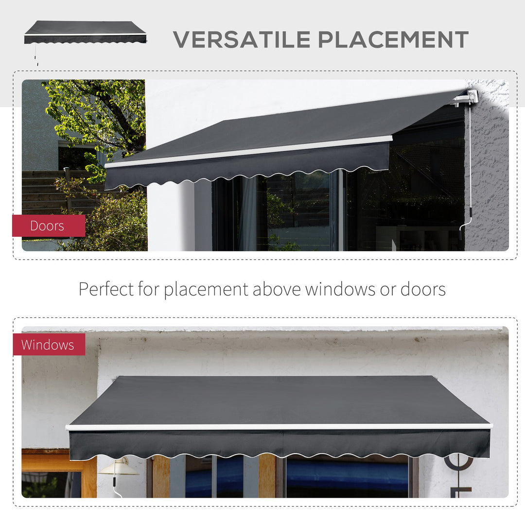 3.5M x 2.5M Manual Awning Canopy Retractable Sun Shade Shelter Winding Handle for Garden Patio Grey