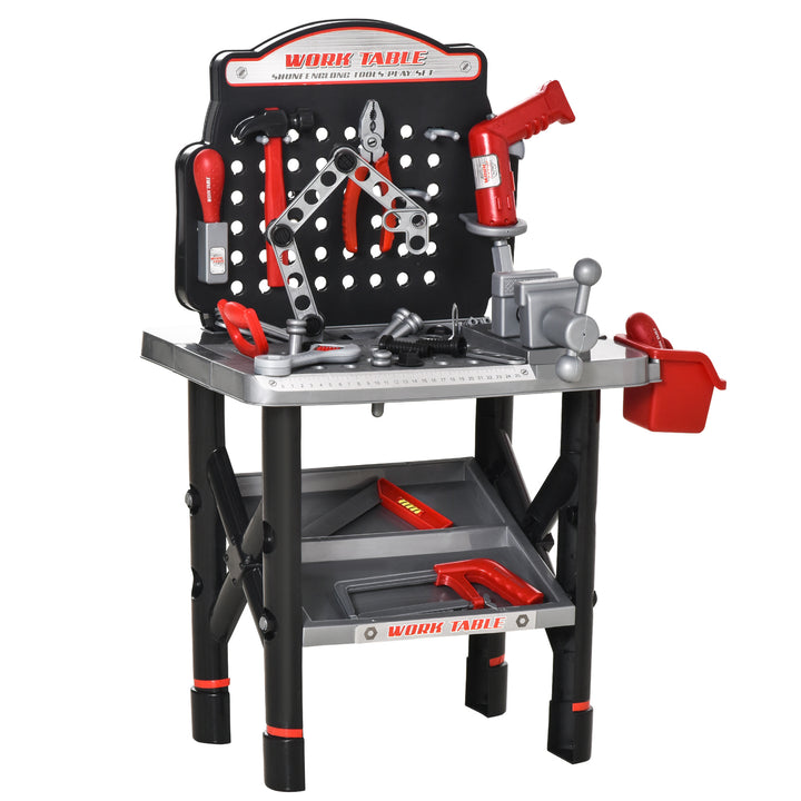 Kids Workbench and Construction Toy, Toddler Tools Workshop, STEM Educational Pretend Play, w/ Shelf Storage Box, Aged 3-6 Years Old