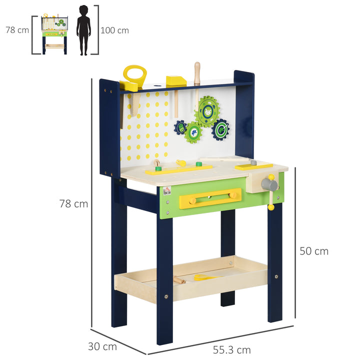 27 Pieces Tool Bench Toy, Kids Workbench with Wooden Tool Kits, Educational Tool Pretend Play Gift for Boys or Girls Aged 3-6 Years Old cm
