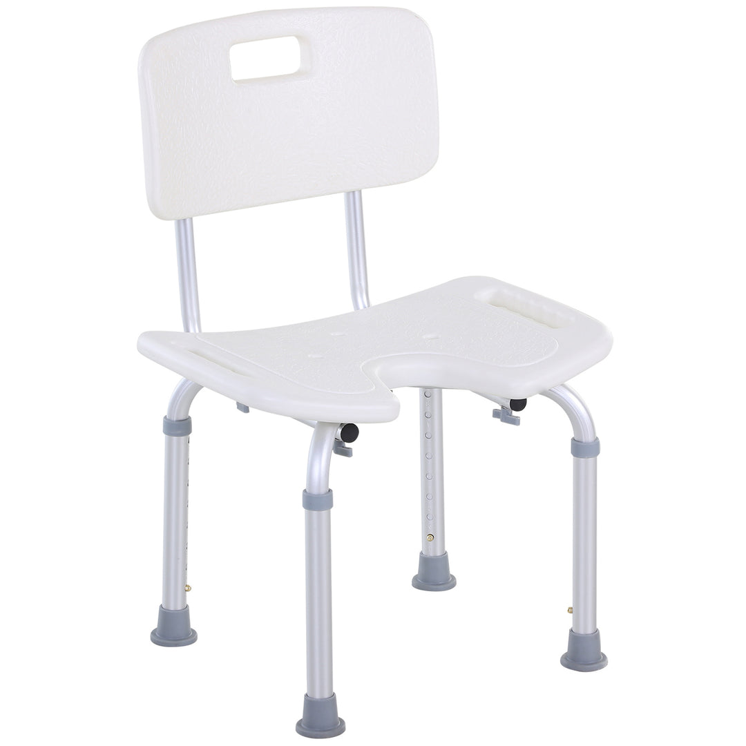 8-Level Height Adjustable Bath Stool Spa Shower Chair Aluminum w/ Non-Slip Feet, Handle for the Pregnant, Old, Injured