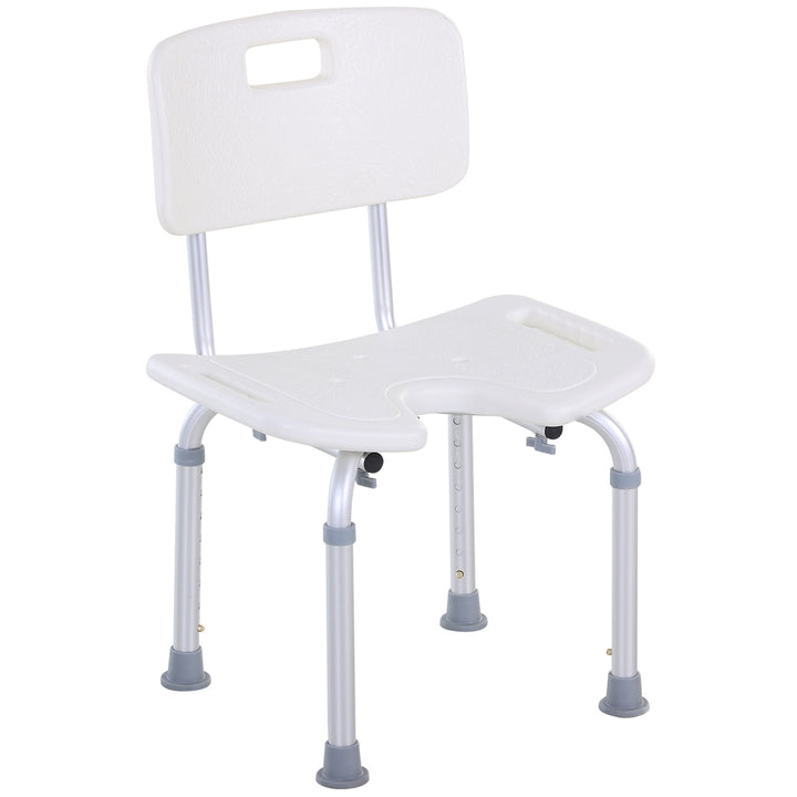 8-Level Height Adjustable Bath Stool Spa Shower Chair Aluminum w/ Non-Slip Feet, Handle for the Pregnant, Old, Injured