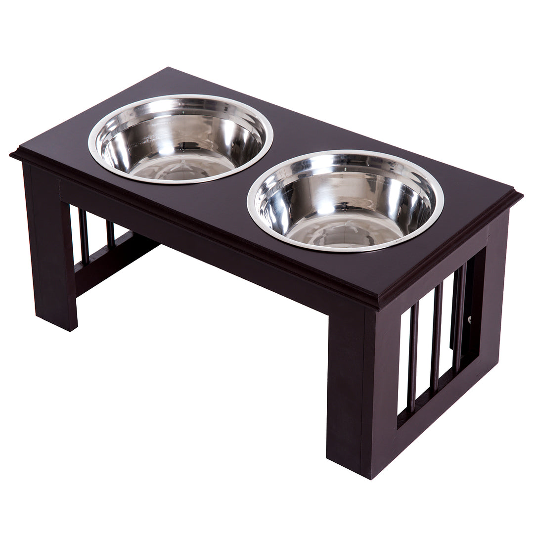 Pawhut Stainless Steel Pet Feeder, 58.4Lx30.5Wx25.4H cm-Brown