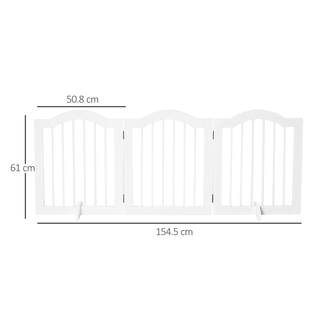 PawHut Dog Gate Wooden Foldable Small Sized Pet Gate Stepover Panel with Support Feet Freestanding Safety Barrier for the House Doorway Stairs White