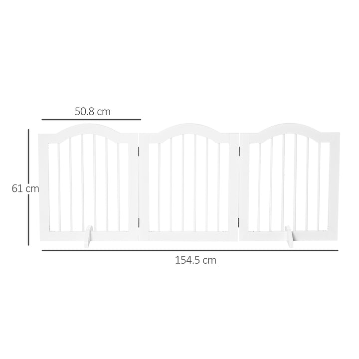 PawHut Dog Gate Wooden Foldable Small Sized Pet Gate Stepover Panel with Support Feet Freestanding Safety Barrier for the House Doorway Stairs White