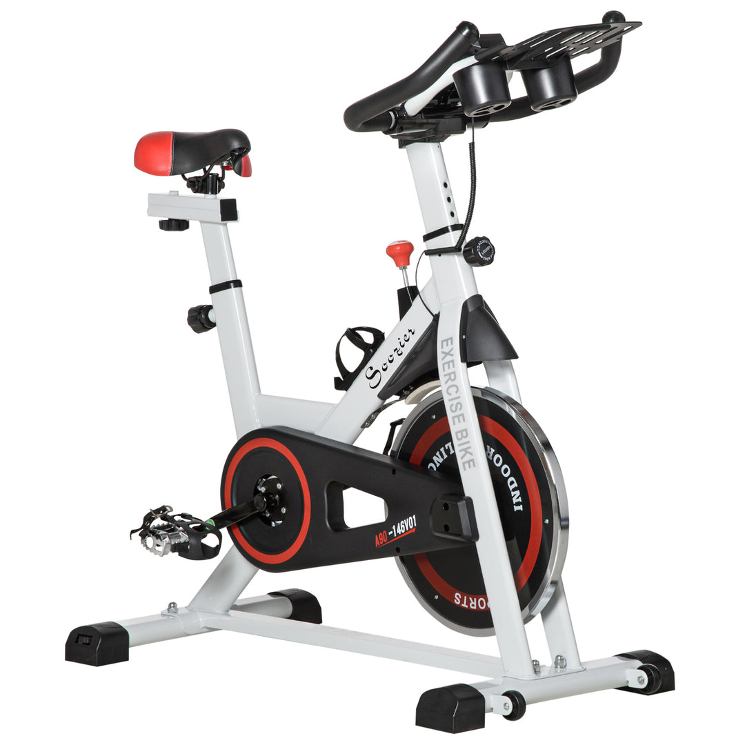 HOMCOM Upright Exercise Bike Indoor Training Cycling Machine Stationary Workout Bicycle with Adjustable Resistance Seat Handlebar LCD Display