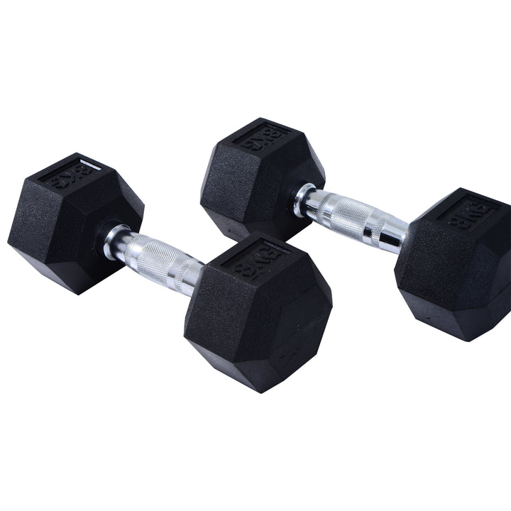 HOMCOM Rubber Dumbbell Sports Hex Weights Sets Home Gym Fitness Hexagonal Dumbbells Kit Weight Lifting Exercise (2 x 5kg)