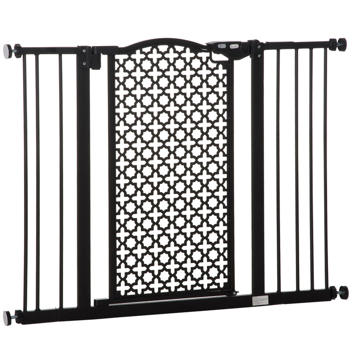 PawHut 74-105 cm Pet Safety Gate Barrier Stair Pressure Fit with Auto Close and Double Locking for Doorways, Hallways, Black