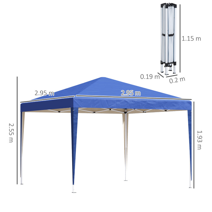 Garden Pop Up Gazebo Marquee Party Tent with Carrying Bag 3 x 3m - Blue