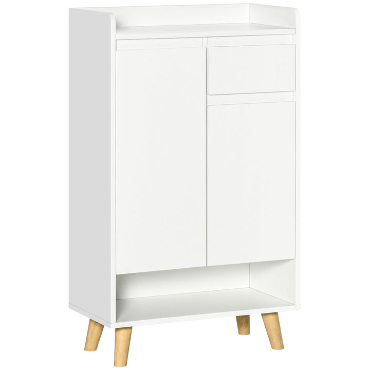 Modern Sideboard, Storage Cabinet with 2 Door Cupboards, Drawer and Bottom Shelf for Living Room, Hallway, White