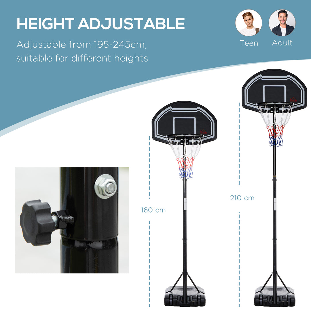 Adjustable Basketball Hoop and Stand, with Wheels and Weight Base