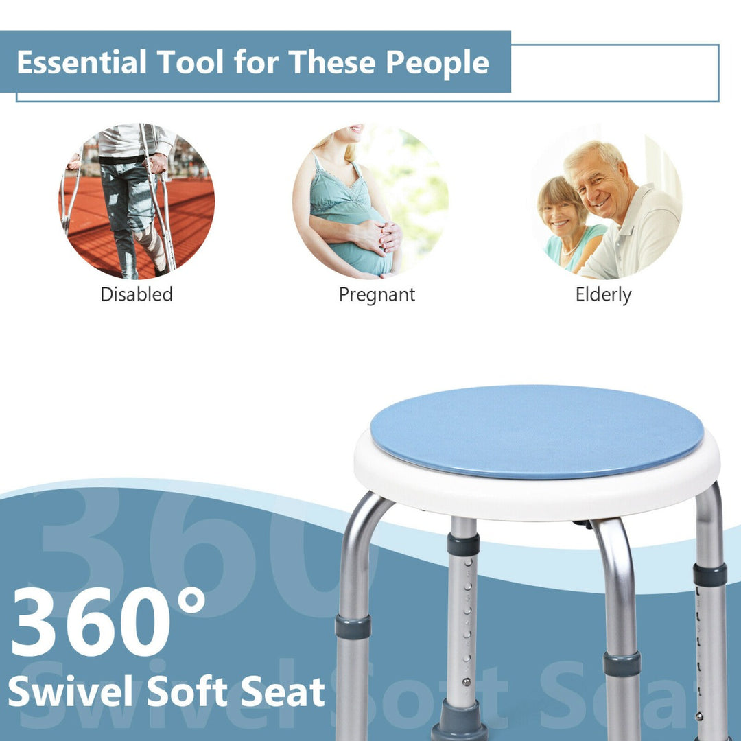 Height Adjustable Bathtub Shower Chair with 360°Rotating Seat