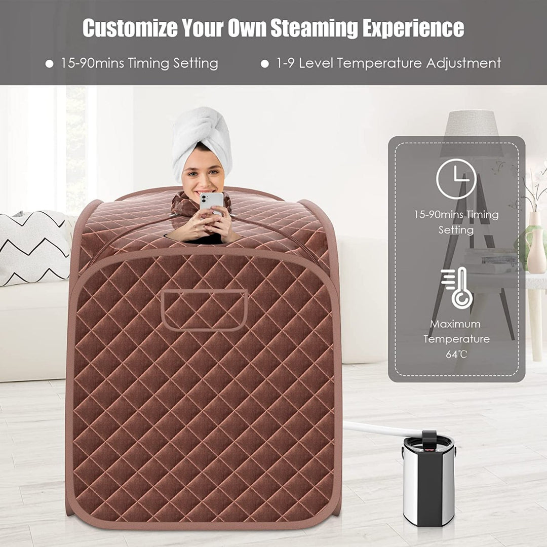 3L Folding Personal Spa Steam Pot with Chair-Brown