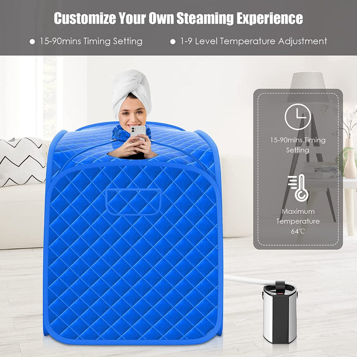 3L Folding Personal Spa Steam Pot with Chair-Blue