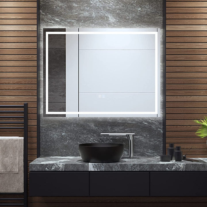 80 x 60 cm LED Lighted Mirror with Adjustable Brightness and Color Temperature