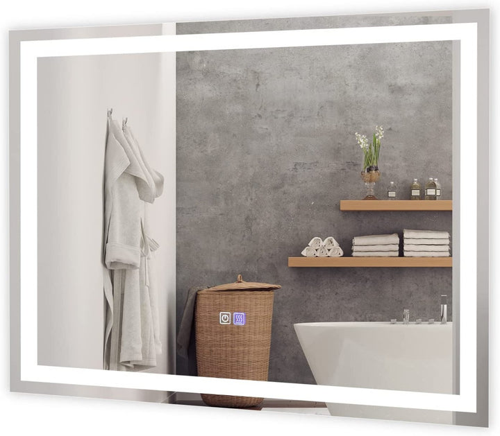 80 x 60 cm LED Lighted Mirror with Adjustable Brightness and Color Temperature